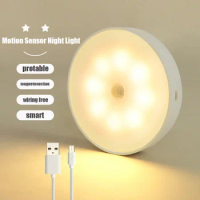 LED Motion Sensor Light Wireless Night Light Under Cabinet Light Closet Lamp Smart Wall-Mounted Body Induction Lamp home Decor