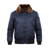 New European Size Fur Collar Thickened Flight Suit Casual Tough Guy Style Men's Jacket Jacket