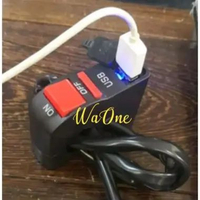 Saklar Jepit Stang Motor + USB Charger LED nyala Setang Usb charger