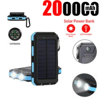 200000mAh large capacity solar power bank external battery charging 2USB outdoor power bank sosLED for Xiaomi iPhone Samsung