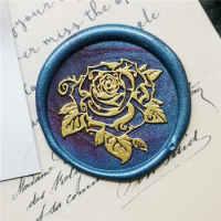 rose seal wax stamp wedding rose head of Retro Wood Stamp Sealing Wax Seal Stamp Wedding Decorative sealing Stamp wax seals