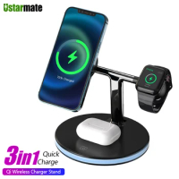 3 in 1 Magnetic Wireless Charger 15W Fast Charging Station for iPhone 12 Pro Max Charging for Apple Watch 6 Airpods pro
