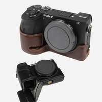 Genuine Leather case Camera bag cover For SONY A6600 ILCE-6600 bottom BASE Half Body Shell With Battery Opening