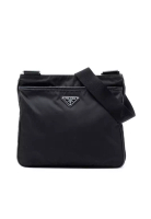 Prada 二手 Prada Saffiano 飾邊尼龍拉鍊斜背包
