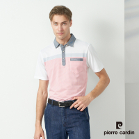 Pierre Cardin皮爾卡登 男款 吸濕排汗定位條襯衫領短袖polo衫-白色(5237205-90)