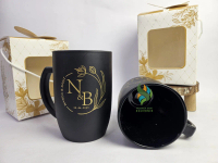 Souvenir Gelas Mug Oval Jumbo Cangkir Jus Gagang Kaca Doff Sablon Kemas Box