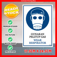 CMC360 Wear Respirator Signage (24.5x17.5cm) PPE Mandatory OSHA Warning Sign Sticker Industrial Sign