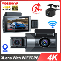 4K Front and Rear View Camera for Vehicle GPS DashCam for Cars 3Lens WIFI Car Dvr Video Recorder Parking Monitor Car Assecories