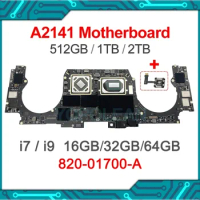 Original A2141 Motherboard For MacBook Pro Retina 16" A2141 Logic Board 2.3 2.6GHz i7 i9 512GB 1TB 2TB With Touch ID 2019 Year