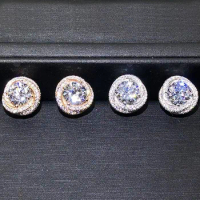 Custom Solid 10K White Gold Women Stud Earrings 1 2 3 4 5 Carat Moissanite Diamonds Wedding Party Engagement Anniversary Ribbon