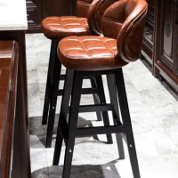 Solid Wood Bar Chair High Stool Home Chair Bar Stool Light Luxury Bar Table Chair Modern Simple High Stool Bar Chair