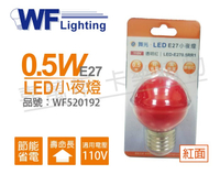 舞光 LED 0.5W 110V G40 紅 E27 球泡燈 _ WF520192