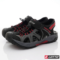 LOTTO樂得義大利專業運動男鞋輕量護趾涼鞋LT1AMS3230黑灰紅(男)