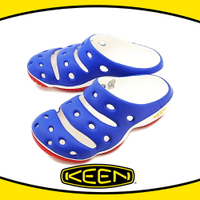 【KEEN 美國 男 Yogui 專業戶外護趾拖鞋《藍/白/紅》】1011265/透氣/快乾/沙灘鞋/懶人拖
