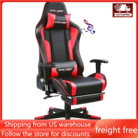 Gaming Chair With Footrest Speakers Video Game Chair Bluetooth Music Heavy Duty Ergonomic Computer Office Desk Chair Red Gamer
