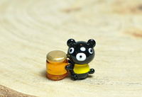 日本硝子 玻璃工藝 小熊與蜂蜜罐 擺飾 《和風小物》★ 日本製 ★ Zakka'fe ★