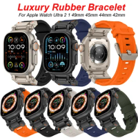 Ultra 2 1 49MM Sport Rubber Strap For Apple Watch Band 45mm 44mm Luxury Bracelet Wristband For Apple Watch Strap 42mm SE2 7 8 9