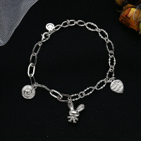 s925銀手鍊手鐲簡約女兔子愛心手飾女性流行飾品【聚物優品】