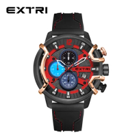 Extri Hot Sale Special Color Younger Sport Daily Multifunction 6 Pointer Silicone Rubber Men Chronos Watches With High Quality