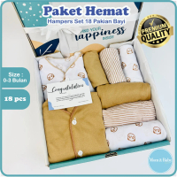 ( FREE PAPERBAG ) Hampers Bayi Set 18 Pcs Baju Bayi Kado Lahiran Anak Perempuan Laki Laki Parcel New