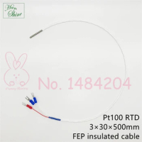 PT100 Temperature Sensor 3mm × 30mm RTD Probe 3 Wire FEP 500mm Platinum Resistance 1 Piece
