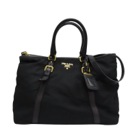 【二手名牌BRAND OFF】PRADA 普拉達 黑色 尼龍 牛皮 兩用包