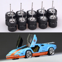 11mm 1/64 Alloy Car Wheels With Rubber Tires Model Modification Front Rear Tires For 1:64 Matchbox/Domeka/HW/Model Cars Off-road