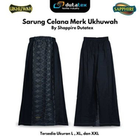 Sarung Celana Pria Dewasa Ukhuwah Hitam Dobby dan Hitam Tumpal Harga Terjangkau Bagus Nyaman L Hitam