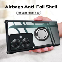 Clear Acrylic Back Cover For Oppo Reno11 F 5G Case Magnet Holder Ring Camera Protect Coque Orro Reno11F Reno 11F 5G CPH2603 6.7"