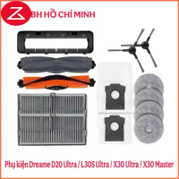 Bộ Phụ kiện Dreame D20 Ultra / D30 Ultra : Gồm : Chổi chính / Lọc bụi / Túi rác / Khăn lau / Chổi cạ