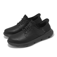 【SKECHERS】懶人鞋 Garza-Gervin Slip-Ins 男鞋 寬楦 黑 瞬穿科技 緩衝 健走鞋(205046-WBBK)