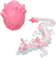 3D Printed Dragon Eggs with Dragon Inside 11.8in Cherry Blossom Dragon with Articulated Crystal Desi