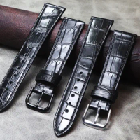 20 21 22mm American Alligator Leather Watch Band High Quality watchbands watch Accessories Men Black watch strap
