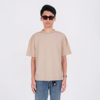 Kraken Cartel Blank Tshirt Boxy Fit Beige Pria Pendek