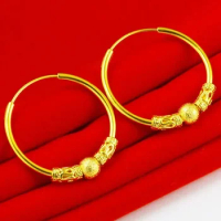Gold Women's 999 Real Gold Earrings AU750 Pure Gold Earrings Love Star 24K Luxury Quality Jewelry