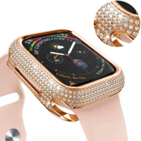 Diamond Watch case For Apple watch case 45mm 44mm 40mm Series 8 7 6 5 4 SE Luxury diamond protective cover for iWatch 42mm shell