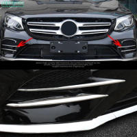 Car Accessories 2016+ Front Face Head Fog Lamp Light Molding Cover Kit Trim Fit for Mercedes Benz GLC W253 X253 GLC200 GLC300