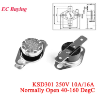 5pcs KSD301 250V 10A Normally Open Thermostat Temperature Thermal Control Switch Sensor 40 50 60 70 80 90 100 110 120 130DegC