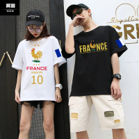 【Free custom flag design】Team Uniform Mbape Football Fan Clothes World Cup European Cup Short Sleeve