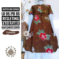 Daster ABG Sunan Mini Dress Batik Pekalongan Cap Cantik Adem Baju Dinas Cokelat