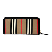 BURBERRY 巴寶莉  ELLERBY 英式條紋拼接拉鍊長夾 黑色 80730781