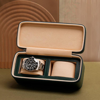 時尚皮質墨綠黑手錶收納盒高檔手錶盒便攜式旅行械錶收納包網紅禮