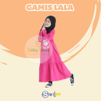 Gamis Kaos Anak Cewek Lala Warna Pink Fanta Size 2-8Thn Free Masker Syari Muslim Dress Wanita Baju L