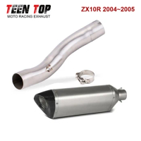 For KAWASAKI ZX10R ZX-10R 2004 2005 Slip-on Exhaust 51MM Motorcycle Exhaust Muffler Stainless Steel Carbon Fiber Exhaust ZX10R