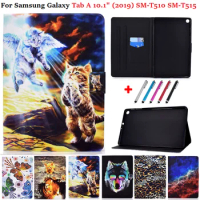 For Samsung Galaxy Tab A 10.1 Case SM-T510 SM-T515 Cute Cat Wolf Tablet Cover Funda for Samsung Galaxy Tab A 10 1 2019 Gift Kids