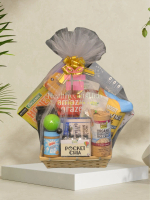 Healthy Snacks - Joy In A Bundle Gift Basket (Bamboo Wood Woven Basket, Cereal, Hummus Chips, Chia S