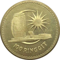 Malaysia 1971 100 RINGGIT TUNKU ABDUL RAHMAN PUTRA AL HAJ BAPA Gold Coin Brass Metal Copy Coins