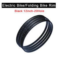 Black 12 Inch Bike Rim 20 Holes Thick Folding Bicycle Rims Lithium Electric Bike Ring Aluminum Alloy Wheel Rim Can Customized