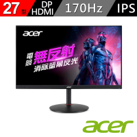 【Acer 宏碁】XV272U RV 27型 IPS 170Hz低反射電競螢幕(HDR400/FreeSync/0.5ms/內建喇叭)