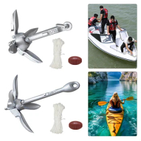 0.7/1.5Kg Boat Anchor Folding Kayak Anchor With 20 Meters Anchor Rope And Buoy Marine Anchor For Canoes Fixed Ship Accessories
